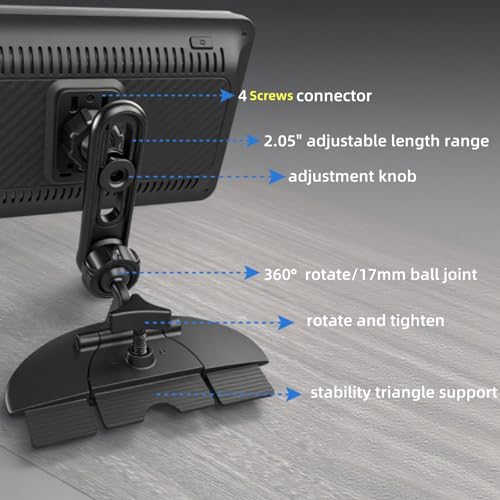Epronic Extended CD Slot Mount for CarPlay Screen with Screws Adjustable Arm and 360° Rotating Universal Head 17mm Compatible with in-Car Monitors CD Slot CarPlay Mount - Image 5