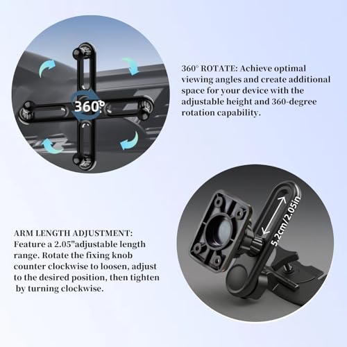 Epronic Extended CD Slot Mount for CarPlay Screen with Screws Adjustable Arm and 360° Rotating Universal Head 17mm Compatible with in-Car Monitors CD Slot CarPlay Mount - Image 3