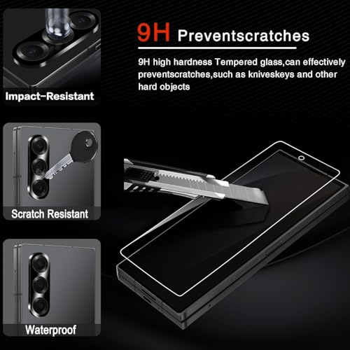 Milomdoi 9 in 1 Screen Protector for Samsung Galaxy Z Fold 7, 3 Inside Flexible Film + 3 Front Tempered Glass + 3 Camera Lens Protector Accessories with Installation Frame, No Bubbles - Image 5