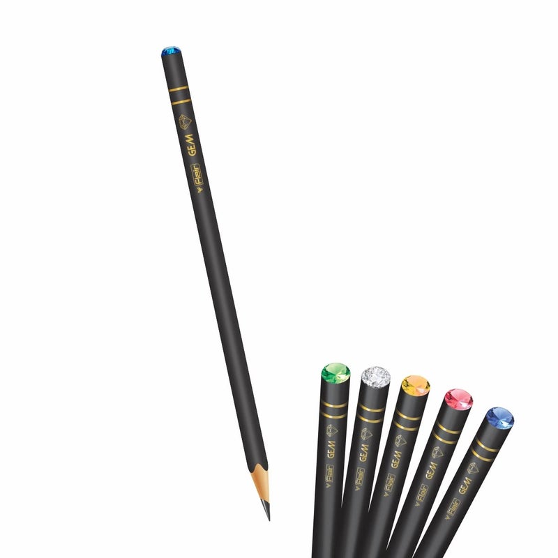 FLAIR Creative Series Gem 2B Graphite Pencil Tumbler | Extra Dark Pencil | Black Matte Finish Body | Lightweight With Comfortable Grip | Pack of 50 Pencils - Image 5