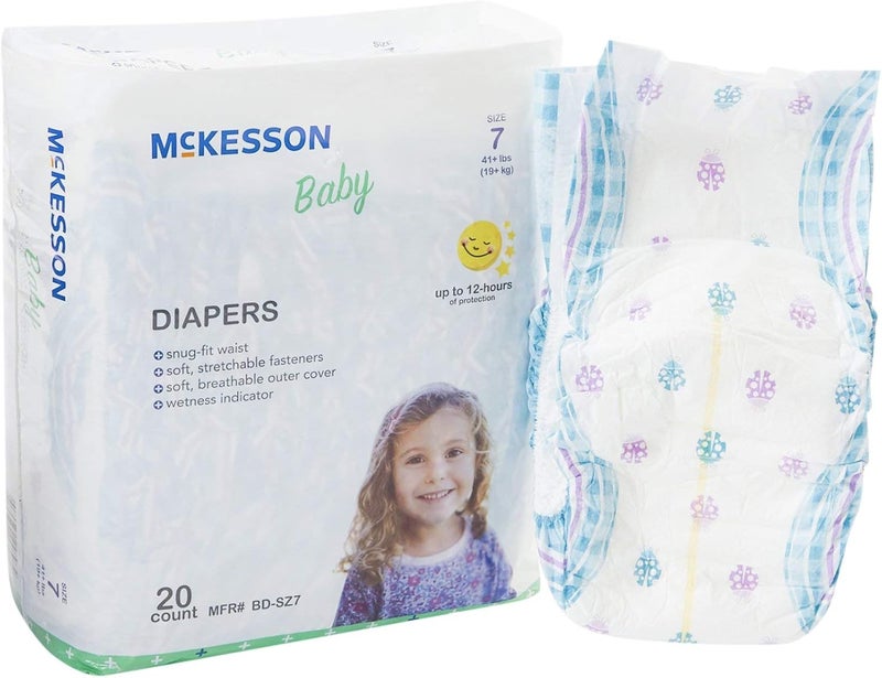 McKesson Baby Diapers Size 7 Over 35 lbs 20 Count 4 Packs 80 Total - Image 1