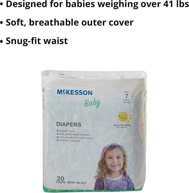 McKesson Baby Diapers Size 7 Over 35 lbs 20 Count 4 Packs 80 Total - Image 3