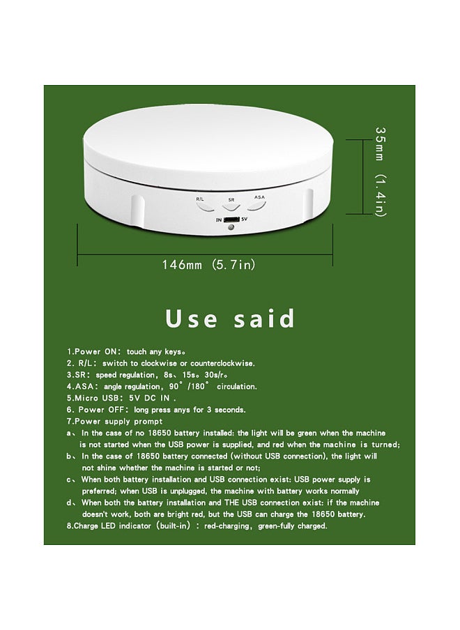 Generic 360° Electric Rotating Turntable USB Charging Rotating Display Stand 3 Speed Adjustable for Photography Display Jewelry Watch Collectibles  - Image 4