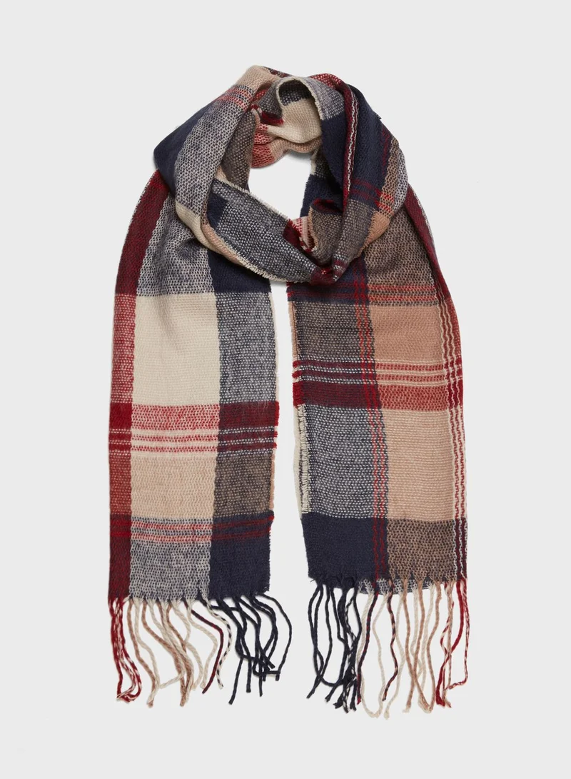 NEW LOOK Red Camel Check Scarf