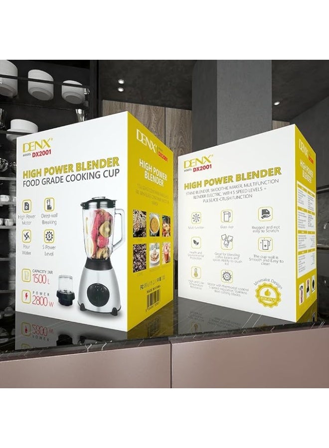 دينكس خلاط دينكس عالي الطاقة، 2800 واط، 5 مستويات طاقة، وعاء عميق، سعة 1.5 لتر - Image 4
