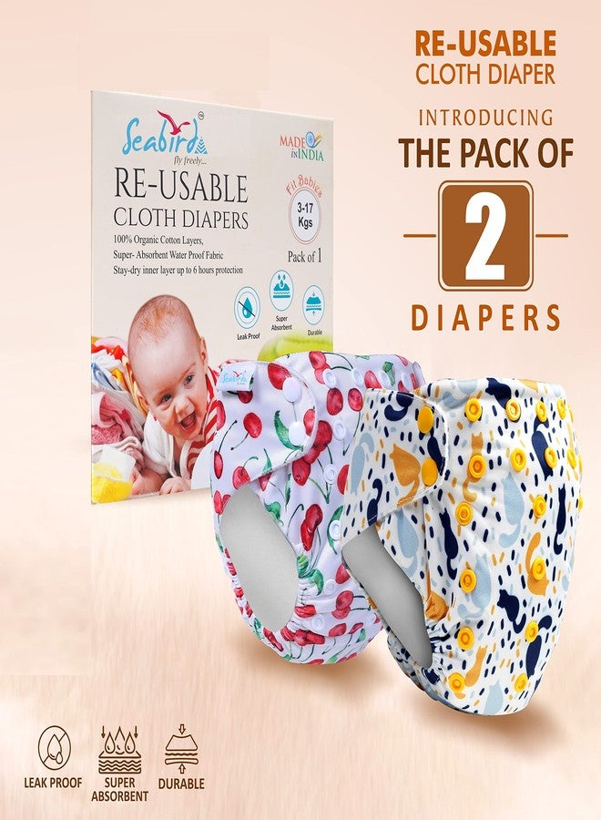 Seabird Premium Cloth Reusable Diaper Pant For Babies With Diaper Insert/Pad 3-17 KG Comfort Adjustable Diapers Combo Pack Of 2 - Image 4
