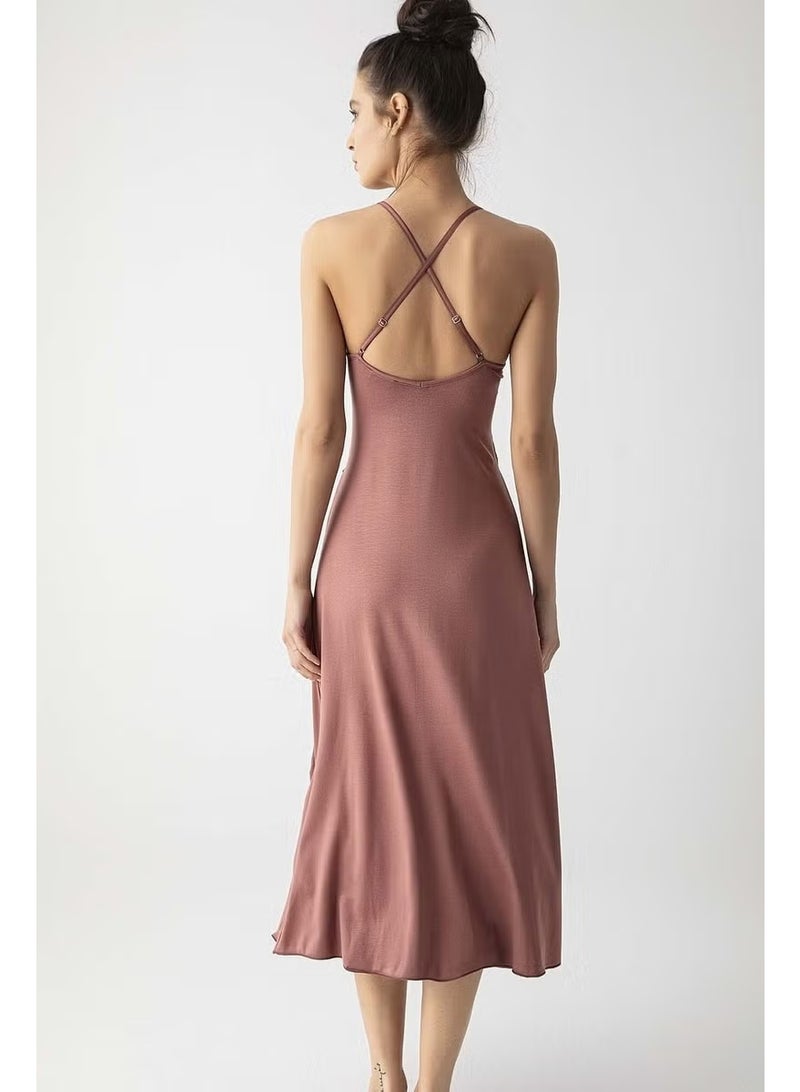 Monamise 19314 Women's Strap Nightgown-Brown - Image 2