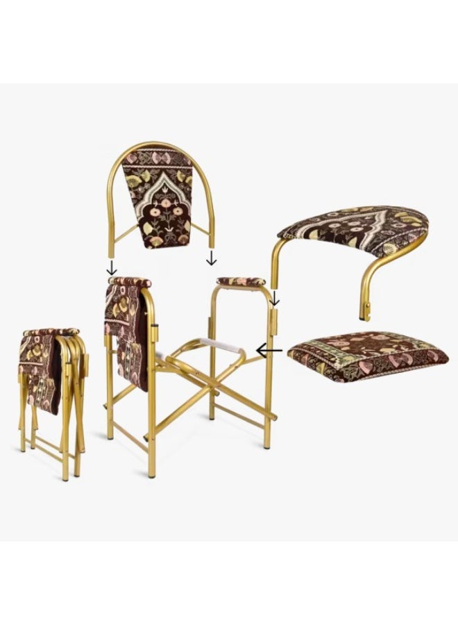 ريكسا كرسي صلاة إسلامي مخملي مريح مبطن بمسند للذراعين وجيب جانبي، كرسي صلاة قابل للطي للسجود، بني اللون - Image 4