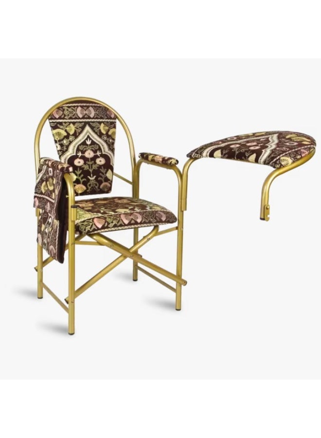 ريكسا كرسي صلاة إسلامي مخملي مريح مبطن بمسند للذراعين وجيب جانبي، كرسي صلاة قابل للطي للسجود، بني اللون - Image 2