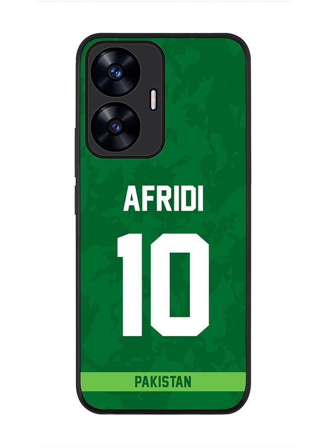 Stylizedd - Cover for Realme C55 4G Case , Rugged Black Slim fit Soft Flexible Thin Protective Phone Cases - Player Name - AFRIDI, Jersey Number- 10 - Image 1