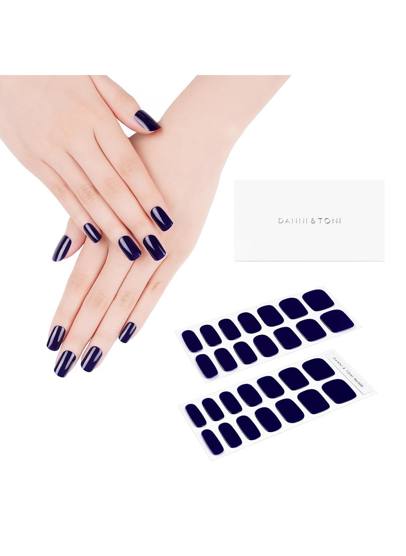 DANNI & TONI - DANNI & TONI Semi Cured Gel Nail Strips (in The Navy) Gel Nail Stickers Navy Blue 28 Stickers - Image 1