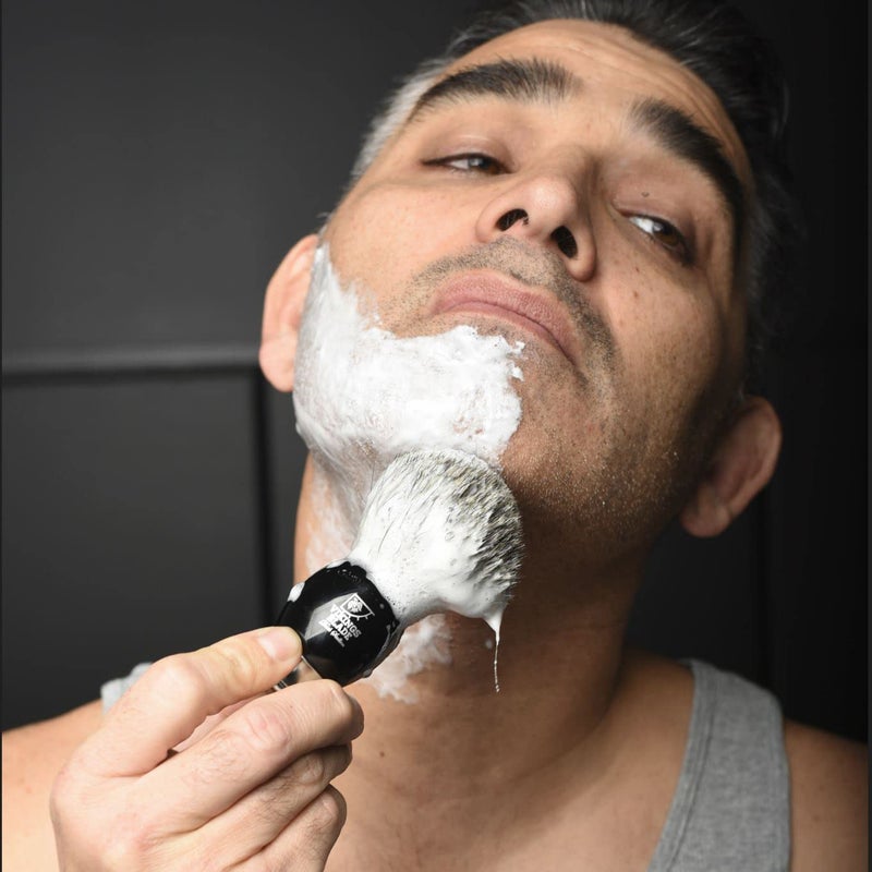 Vikings Blade Luxury Shaving Brush for Men by VIKINGS BLADE, Ultra Heavy Acrylic & 316L Steel Handle, Super Strong Knot Backbone, Minimal Shedding, Fast Lather, Extremely Smooth & Plush on Skin (Dark Stallion) - Image 4