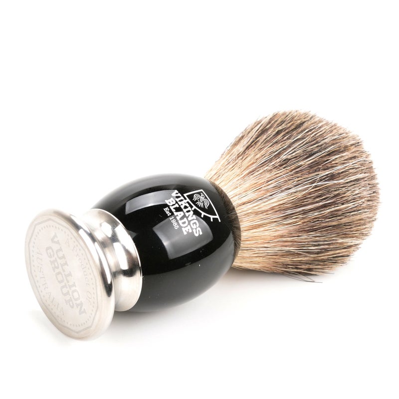 Vikings Blade Luxury Shaving Brush for Men by VIKINGS BLADE, Ultra Heavy Acrylic & 316L Steel Handle, Super Strong Knot Backbone, Minimal Shedding, Fast Lather, Extremely Smooth & Plush on Skin (Dark Stallion) - Image 3