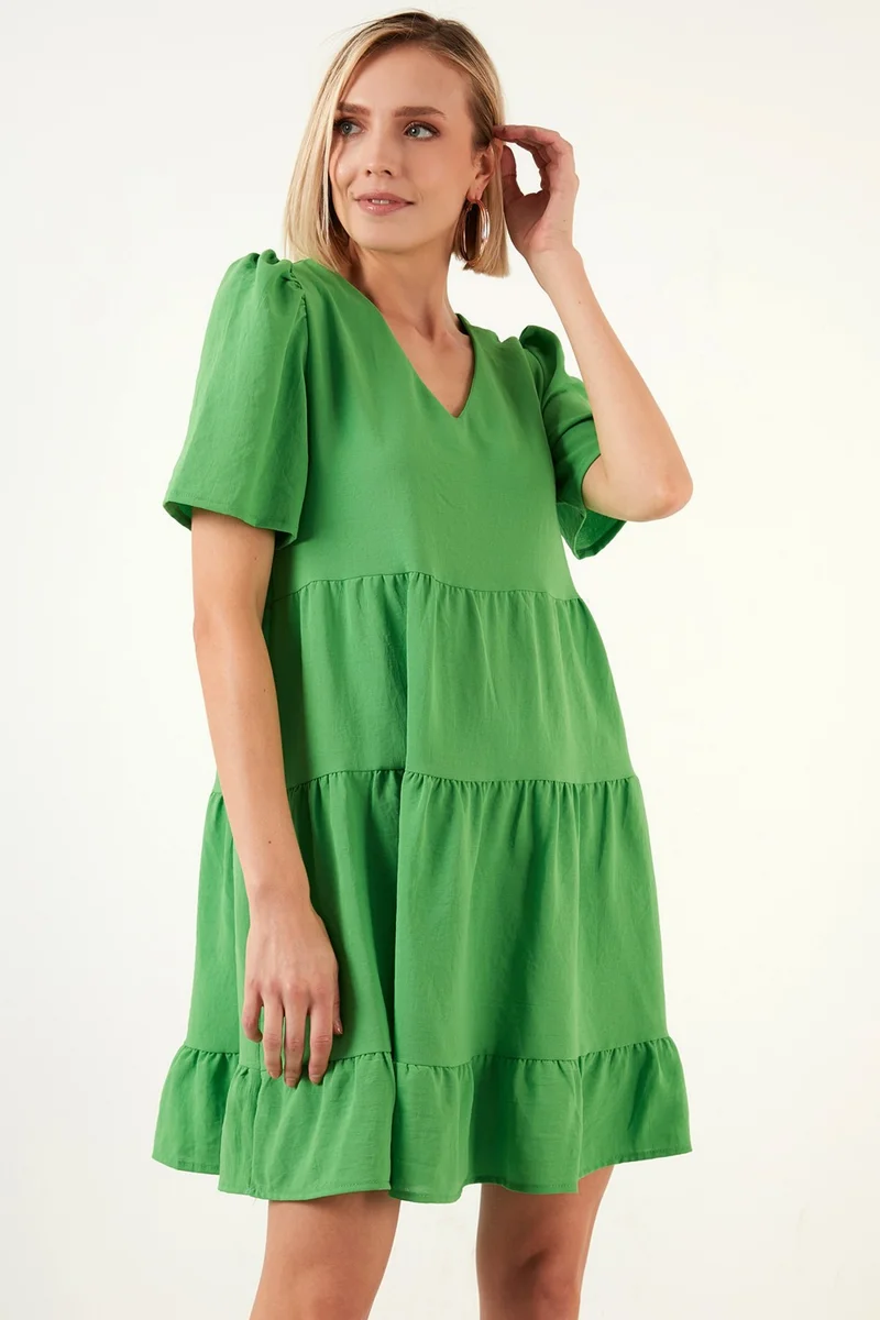 Lela V-Neck Wide Cut Short Sleeve Mini Dress Women's Dress 6053632