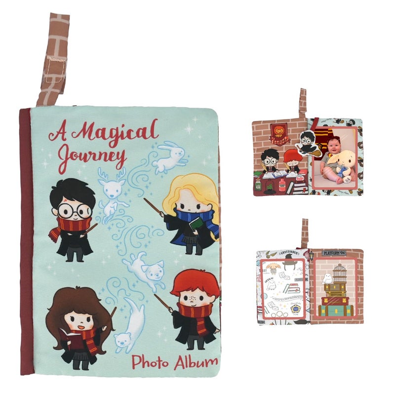 Kids Preferred Harry Potter Baby Photo Memory Album Crinkle Soft Sensory Book Holds 3 4"x6" Photos with Soft Fabric for Babies, 6.25x9 Inch - Image 1