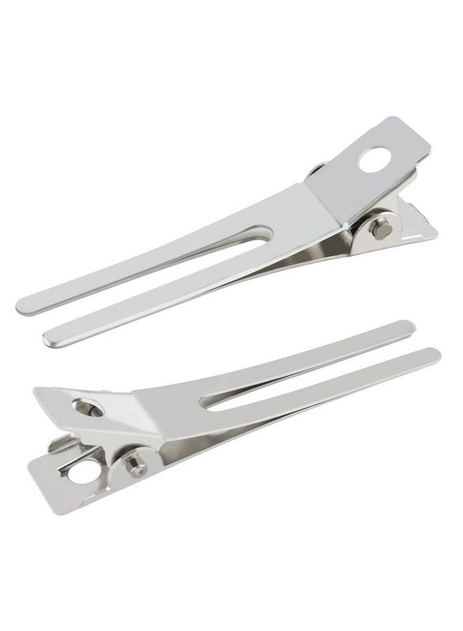 Wobe 50Pcs Hairdressing Double Prong Curl Clips Wobe 1.8" Curl Setting Section Hair Clips Metal Alligator Clips Hairpins For Hair Bow Great Pin Curl Clip Styling Clips For Hair Salon Barber (Silver) - Image 3