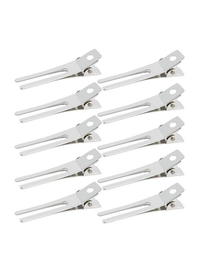 Wobe 50Pcs Hairdressing Double Prong Curl Clips Wobe 1.8" Curl Setting Section Hair Clips Metal Alligator Clips Hairpins For Hair Bow Great Pin Curl Clip Styling Clips For Hair Salon Barber (Silver) - Image 1