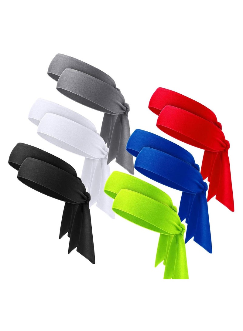 إسكدنيا 12 Pieces Sports Headband Head Tie Tennis Headbands Sweatbands Wristbands Wrap Ideal for Working Out, Tennis, Basketball, Softball, Running Workout - Image 1