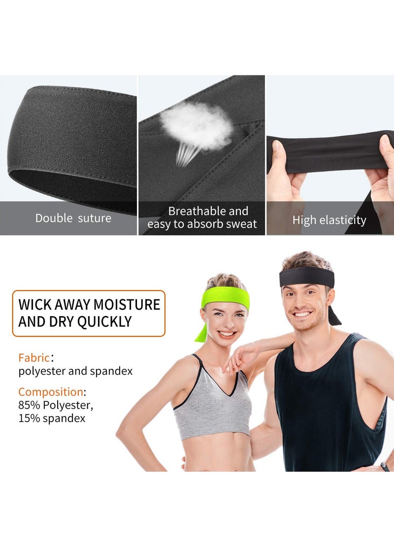 إسكدنيا 12 Pieces Sports Headband Head Tie Tennis Headbands Sweatbands Wristbands Wrap Ideal for Working Out, Tennis, Basketball, Softball, Running Workout - Image 4