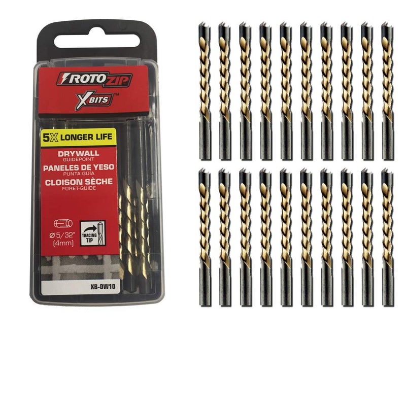 Roto-Zip X-Bits for Drywall Routers and Roto Tools - 5/32" Guide-Point Cutout Bits (20-Pack)
