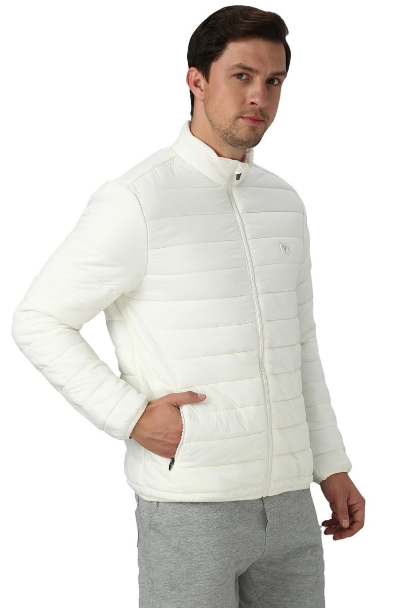 Van Heusen Athleisure Men Solid Quilted Jacket - High Neck, Zip Front, Full Sleeves - Image 4