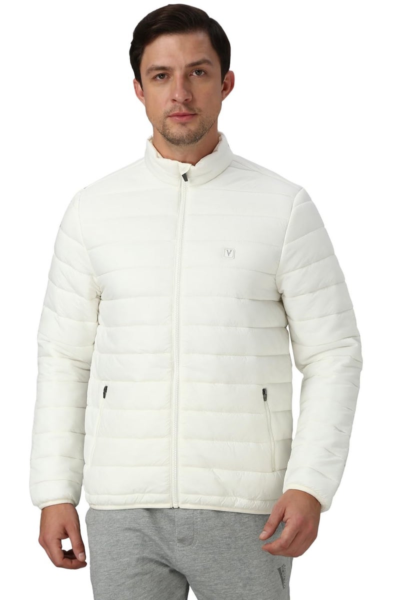Van Heusen Athleisure Men Solid Quilted Jacket - High Neck, Zip Front, Full Sleeves - Image 1