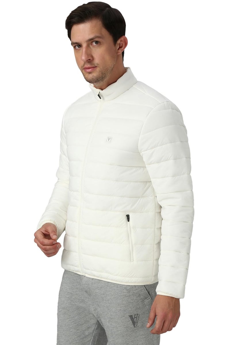 Van Heusen Athleisure Men Solid Quilted Jacket - High Neck, Zip Front, Full Sleeves - Image 3