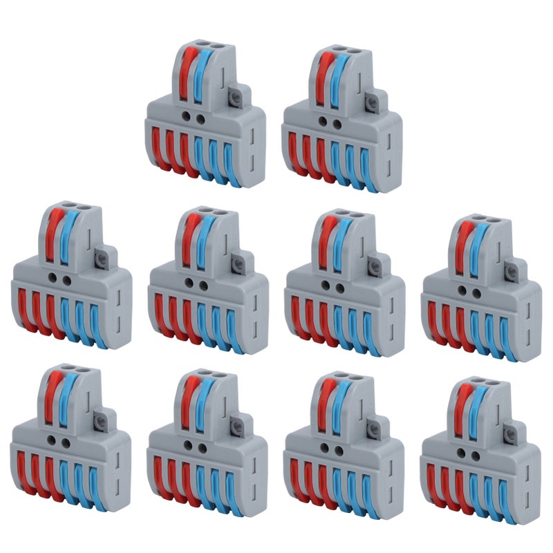 10pcs Terminal Blocks 2 inlet 6 Outlet Electric Wiring Connectors LT‑623 ABS Plastic - Image 5