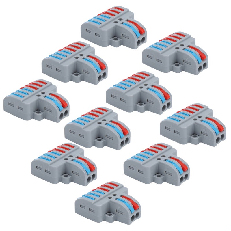 10pcs Terminal Blocks 2 inlet 6 Outlet Electric Wiring Connectors LT‑623 ABS Plastic - Image 1