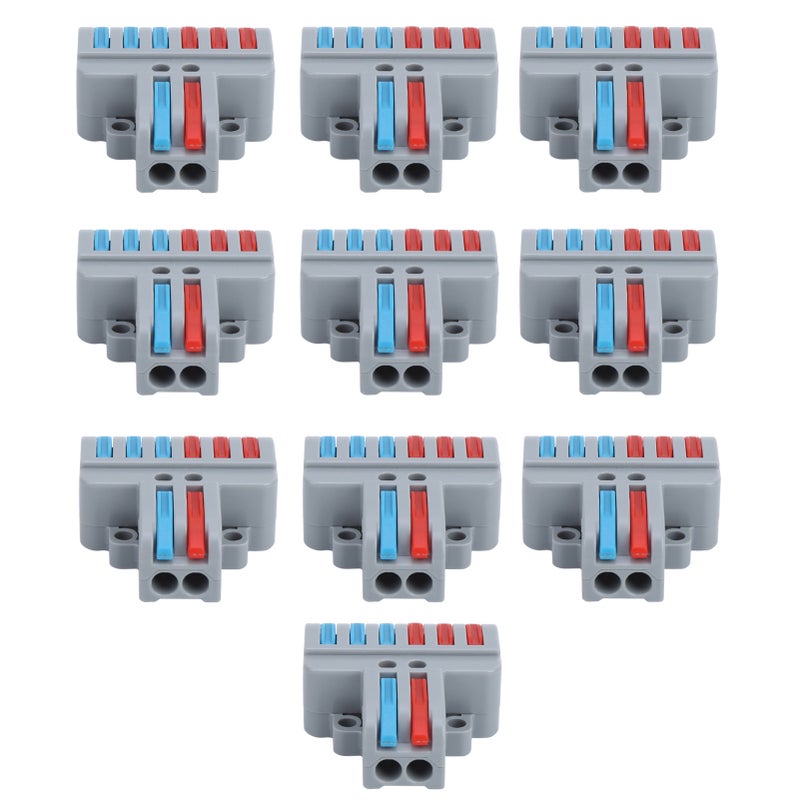 10pcs Terminal Blocks 2 inlet 6 Outlet Electric Wiring Connectors LT‑623 ABS Plastic - Image 2