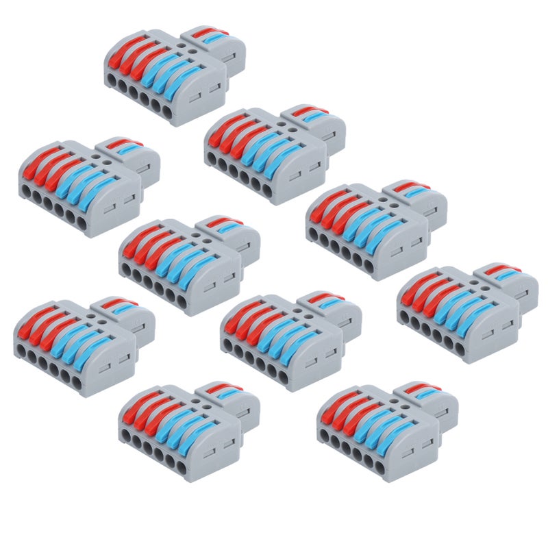 10pcs Terminal Blocks 2 inlet 6 Outlet Electric Wiring Connectors LT‑623 ABS Plastic - Image 3