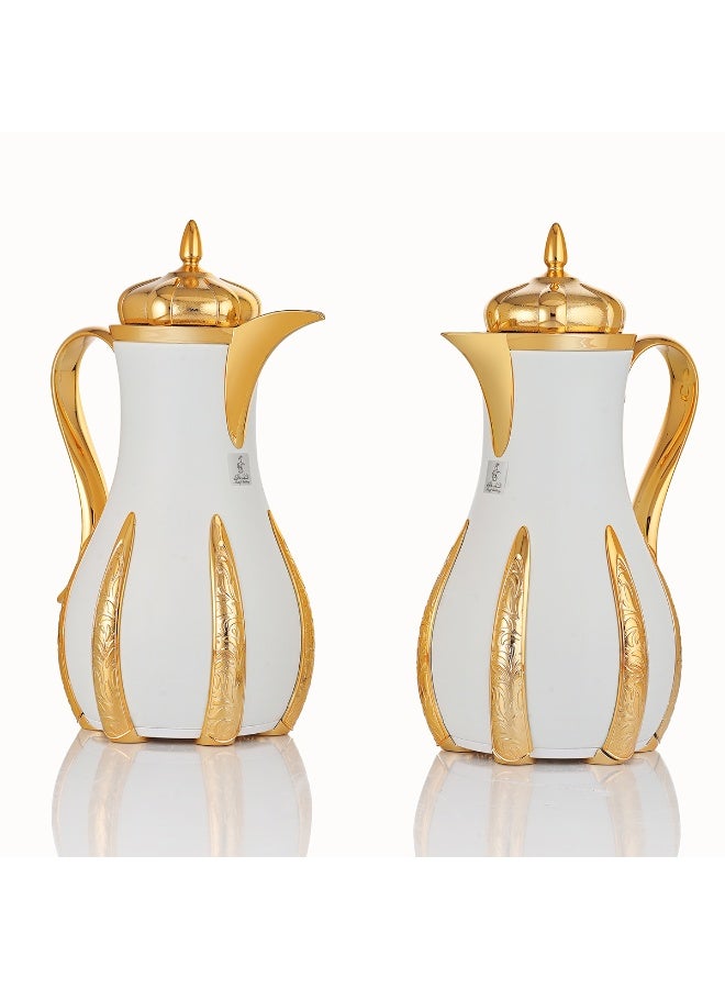Alsaif Gallery Sana Beige With Gold Set Of 2 Thermoses
