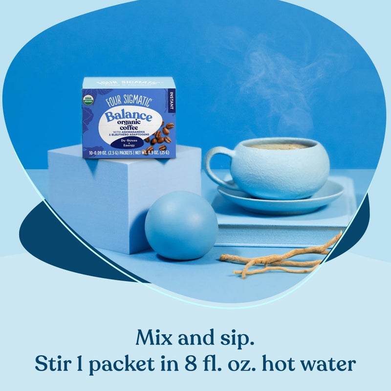 Four Sigmatic Calm Organic Instant Coffee by Four Sigmatic | Medium Roast Instant Coffee with Organic Reishi and Chaga Mushrooms | Immune Support & Stress Relief | 10 Packets - Image 5