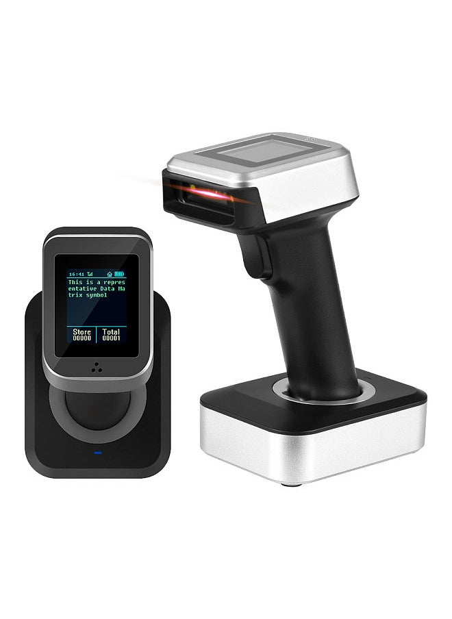 Generic - 2D 1D QR Barcode Scanner with Screen Display with Charging Base 3 in 1 BT & 2.4GHz Wireless & Wired Connection 1.8 inch TFT Color LCD Screen Compatible with Windows Android Linux Mac for Supermarket Retail Library Logistics Warehous - Image 1
