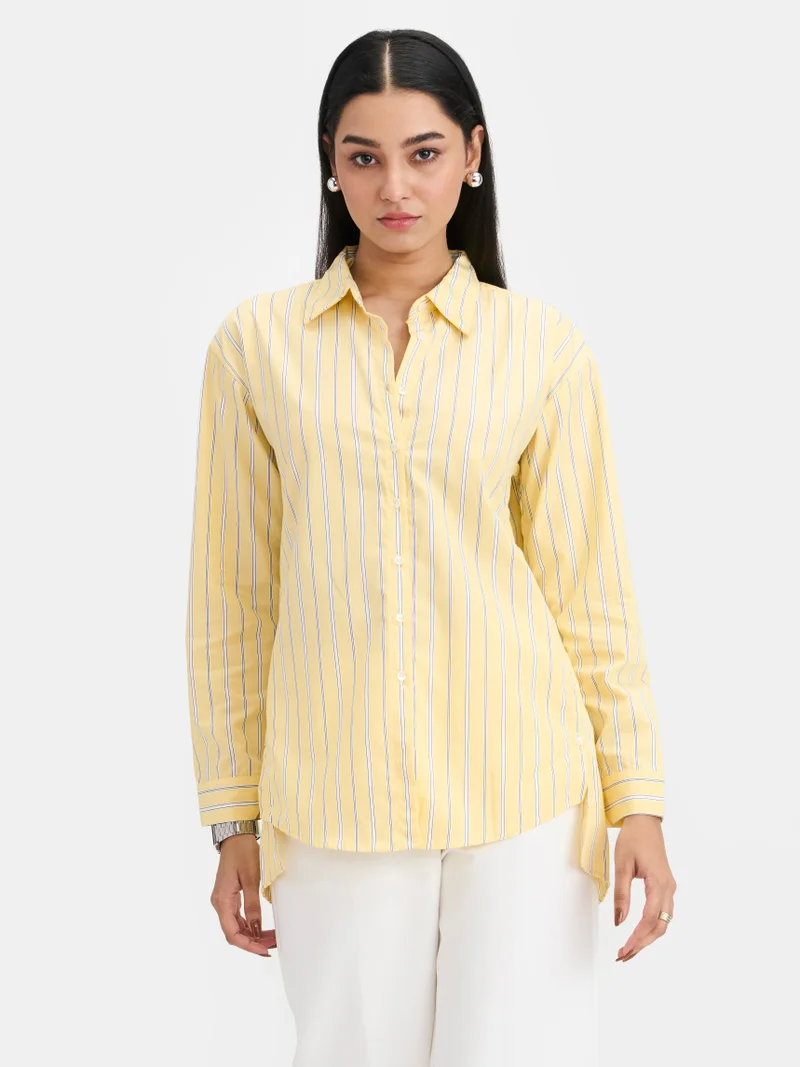 فيرجيو Stripes Cotton Stripe Button Down Shirt for Women