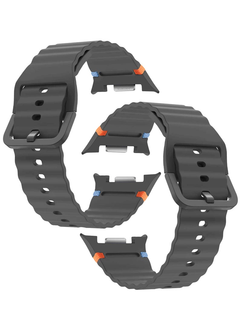 CATANES Silicone Ocean Band for Samsung Galaxy Watch 8 Classic 46mm and Watch 8 40mm 44mm - Sport Band Strap - Dark Grey - Image 3