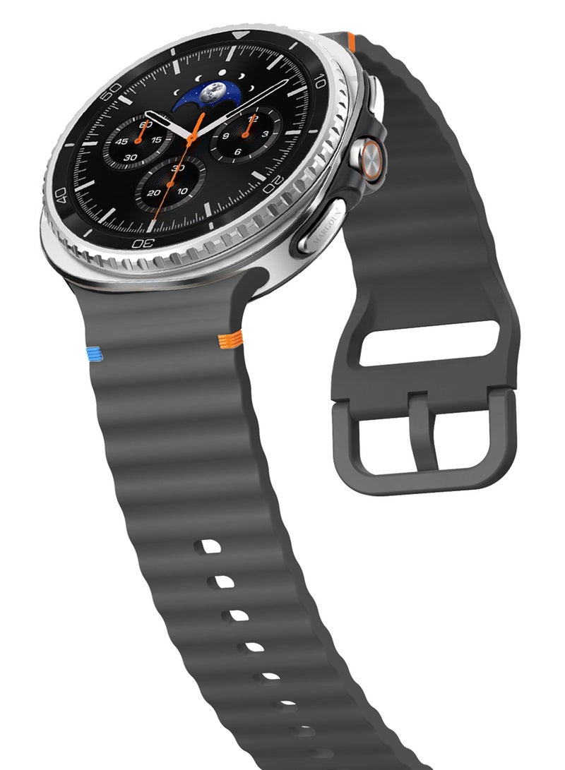 CATANES Silicone Ocean Band for Samsung Galaxy Watch 8 Classic 46mm and Watch 8 40mm 44mm - Sport Band Strap - Dark Grey - Image 5
