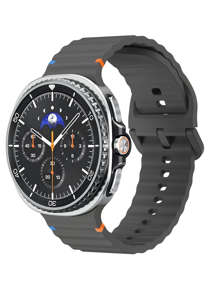 CATANES Silicone Ocean Band for Samsung Galaxy Watch 8 Classic 46mm and Watch 8 40mm 44mm - Sport Band Strap - Dark Grey - Image 2