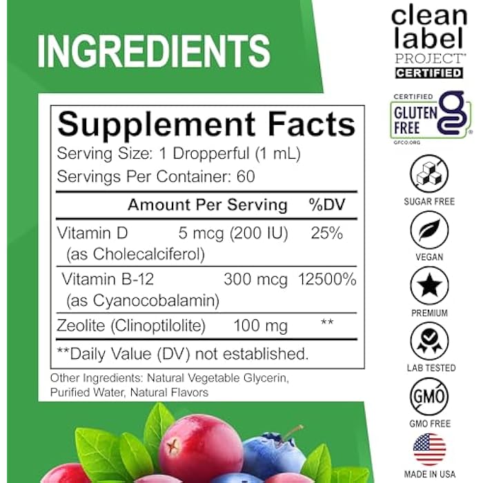 dr.bo Zeolite Detox for Kids Liquid Drops - Advanced Clinoptilolite with Pure Vitamins B12 & D - Kids Gentle Body Daily Cleanse Focus & Speech Extra Clinoptilolite Zeolite Drops Detox Cleanse Supplement 2oz - Image 4