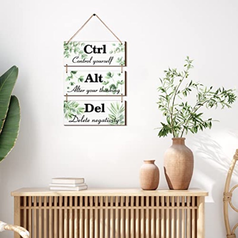 3 Pcs Office Wall Decor Wood Hanging Cubicle Decor Summer Inspirational Ctrl Alt Del Sign tion for Bathroom Indoor Home Living Room - Image 4