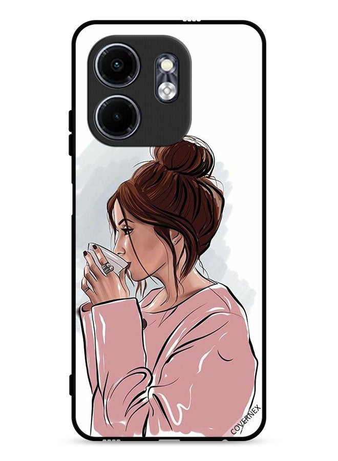 Covernex Infinix Smart 9 4G Protective Case Cover Girl Drinking Tea Art - Image 1