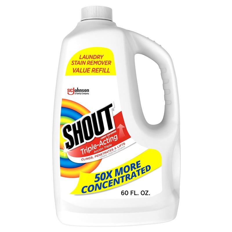 Shout Active Enzyme Laundry Stain Remover Spray for Clothes, Triple-Acting Formula Clings, Penetrates, and Lifts Tough & Everyday Stains - Prewash Refill 60oz (1.7L) - Image 1