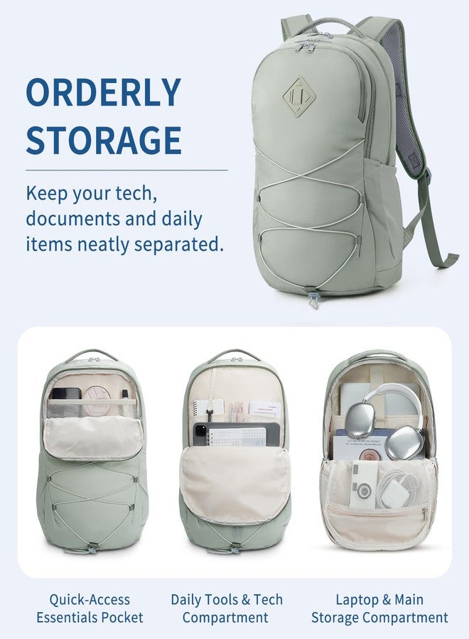 WANDF 15.6-Inch Laptop Backpack for Women, Travel Backpack Water-Resistant Lightweight College Backpack for Work Casual Business Weekender (Green) - Image 3