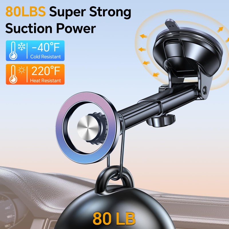 Coolpow for MagSafe Car Mountã€Windshield+Vent+Dashã€‘Magnetic Phone Holder for Car Phone Holder Mount Cell Phone Holders for Your Car Accessories Suction Phone Mount for Car Truck Stand for iPhone 17 16 - Image 5