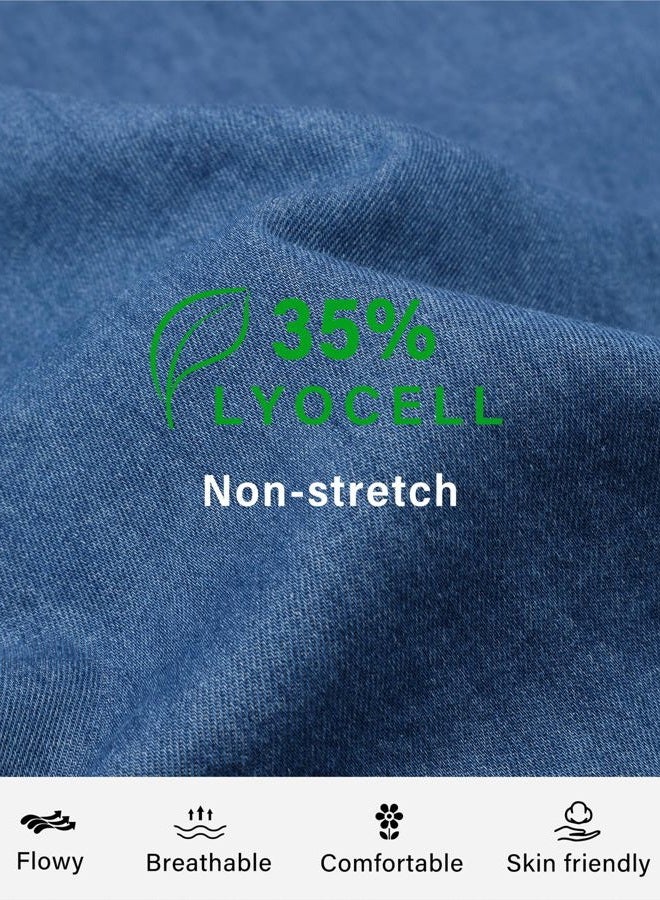 roswear Womens Jeans Sweatpant Loose Fit Pull On Elastic Waist Front Seam Streetwear Pants, Indigo Blue, L - Image 5