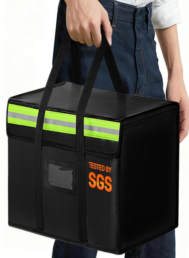 Amerbro Fireproof Document Bags, Fireproof Document Box for Cash, Photo Albums, Valuables, Extra Large Fireproof Bag Waterproof Document Storage with Reflective Strip, 15x12x12in, Black - Image 1
