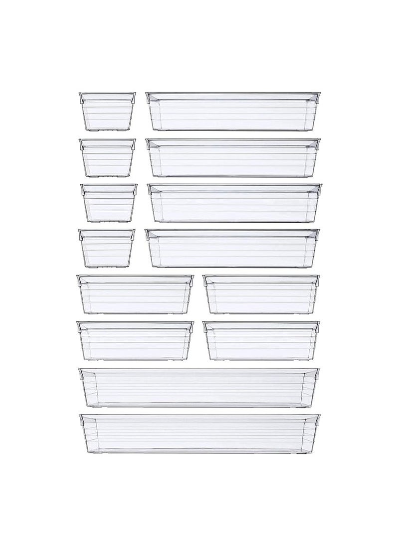 DCA - DCA 14 PCS Clear Plastic Drawer Organizer Tray for Makeup, Kitchen Utensils, Jewelries and Gadgets - Image 1