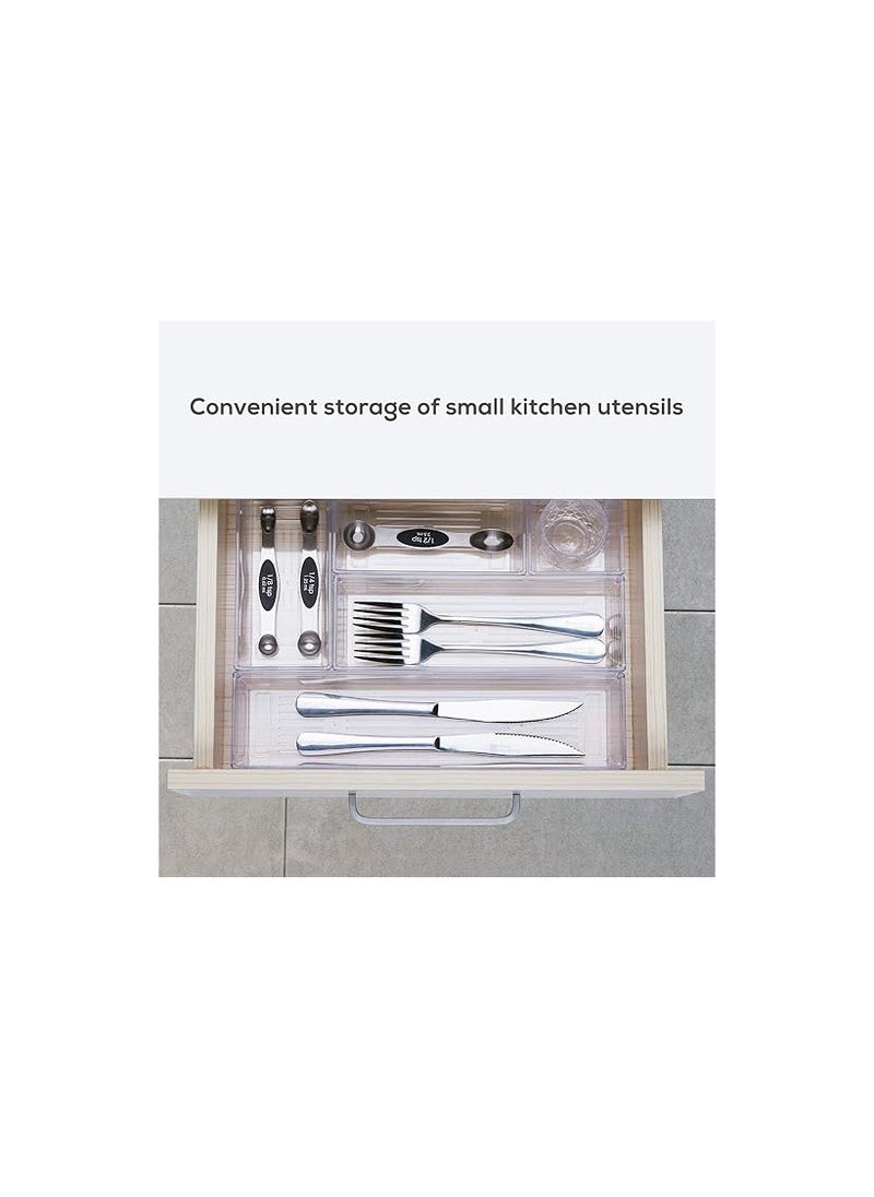 DCA - DCA 14 PCS Clear Plastic Drawer Organizer Tray for Makeup, Kitchen Utensils, Jewelries and Gadgets - Image 1