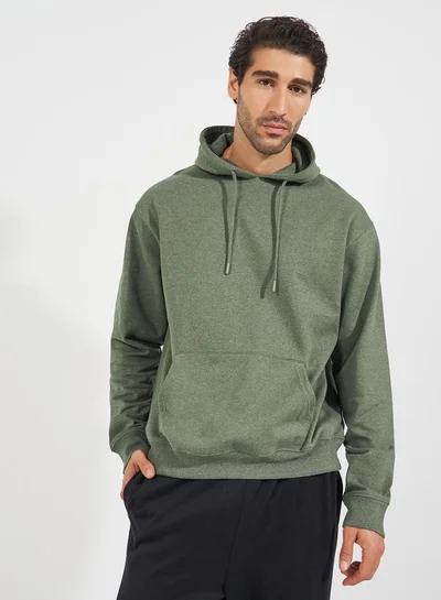 Styli Relaxed Fit Fleece Hoodie with Kangaroo Pocket