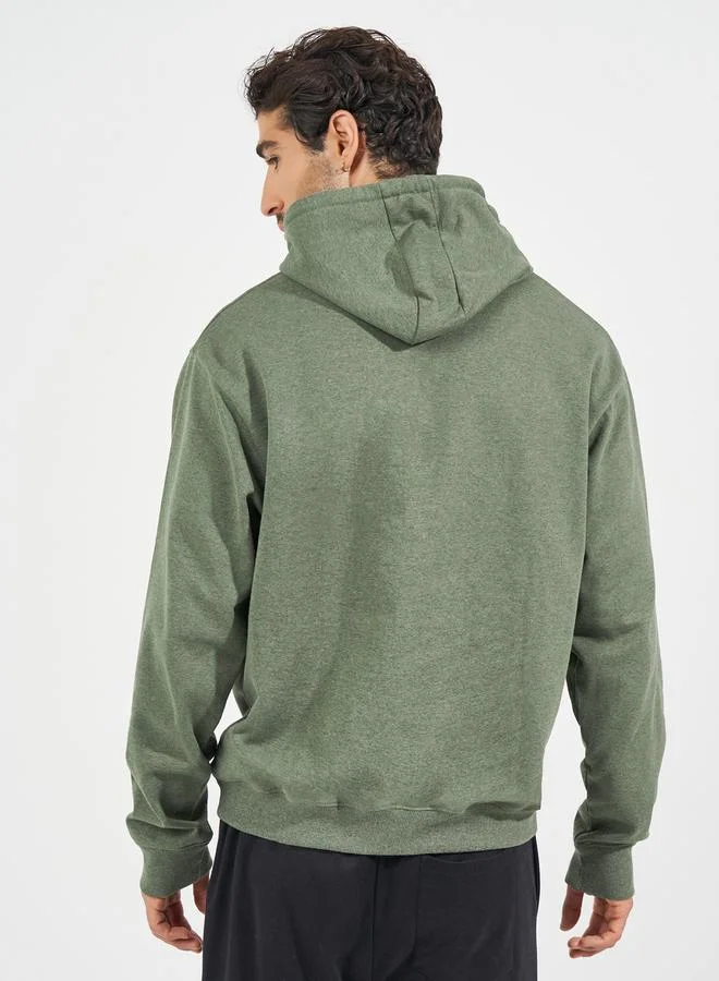 Styli Relaxed Fit Fleece Hoodie with Kangaroo Pocket